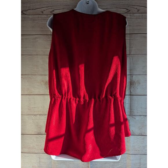Liz Claiborne Liz Red Sleeveless Button Up Top Size Large - Picture 2 of 6